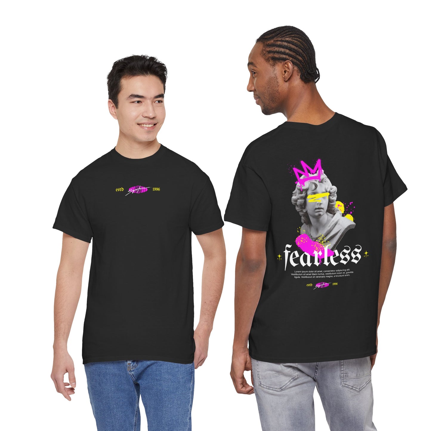 Fearless Statue Graphic Tee — Neon Streetwear T-Shirt