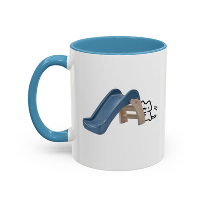 Cute Slide Cat Accent Coffee Mug — Cute Cat Coffee Cup (11/15oz)