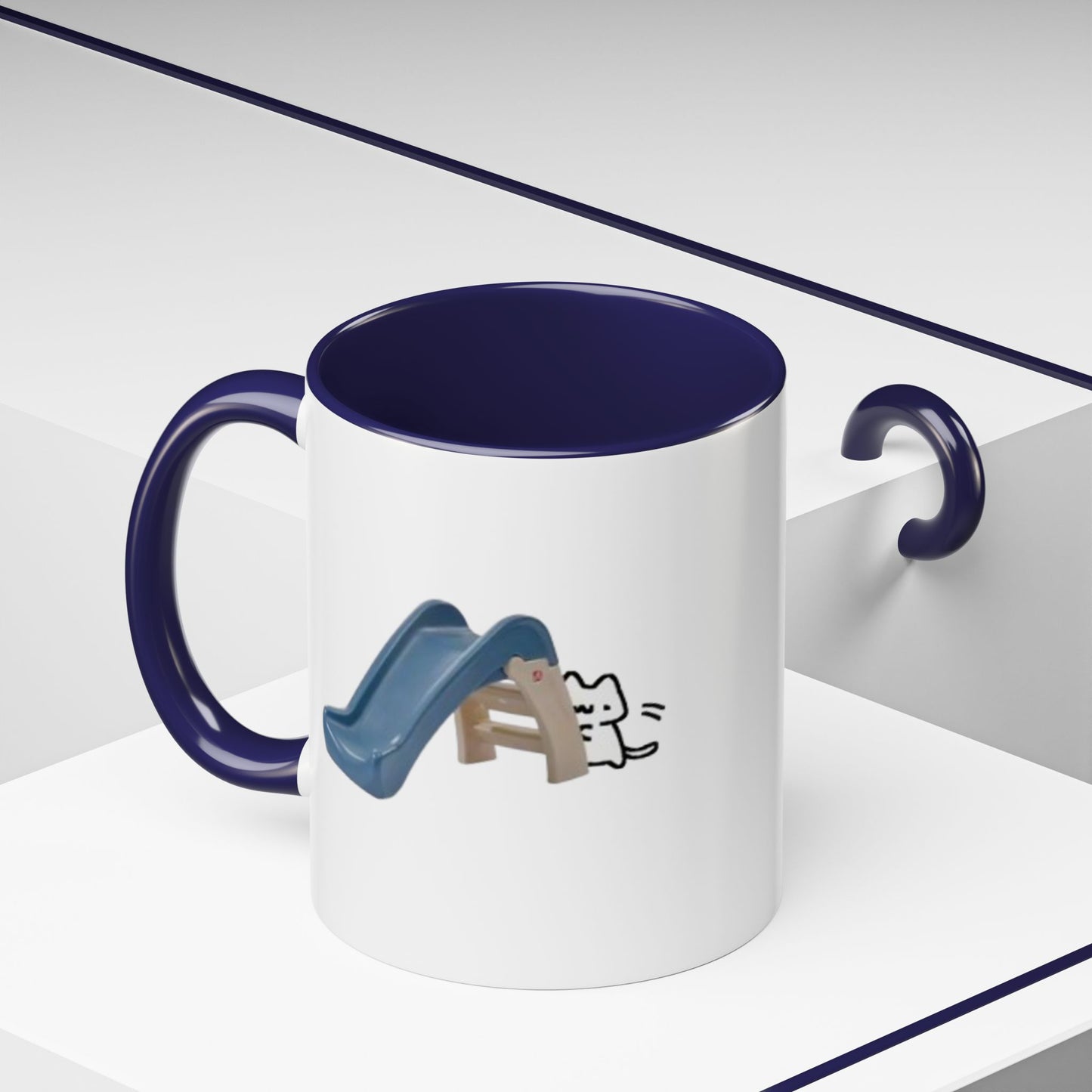 Cute Slide Cat Accent Coffee Mug — Cute Cat Coffee Cup (11/15oz)