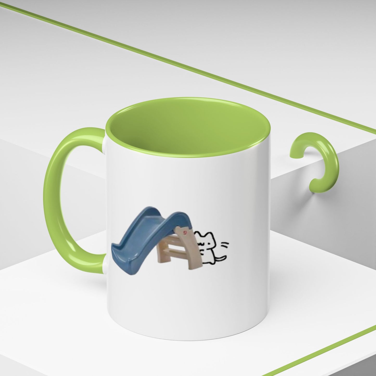 Cute Slide Cat Accent Coffee Mug — Cute Cat Coffee Cup (11/15oz)