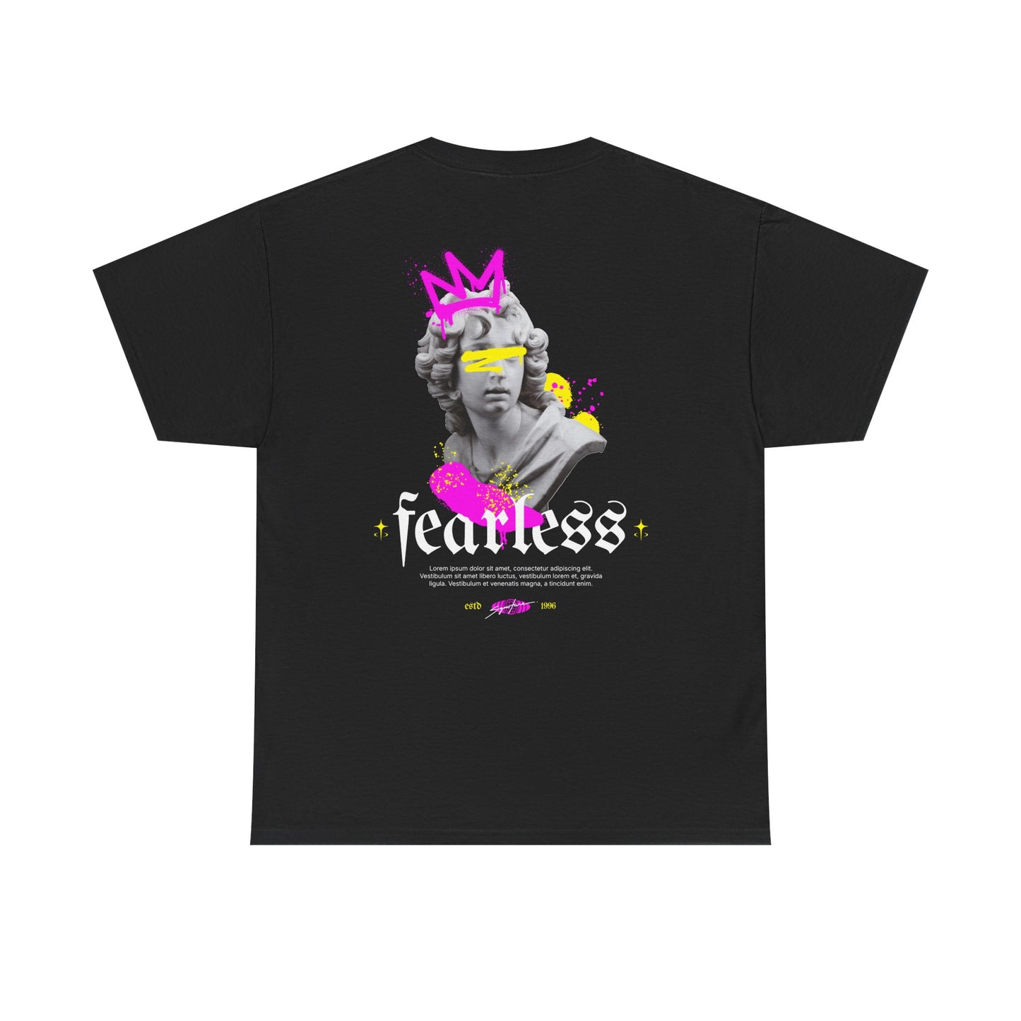 Fearless Statue Graphic Tee — Neon Streetwear T-Shirt