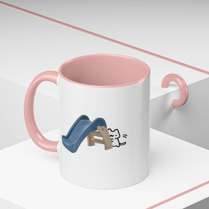 Cute Slide Cat Accent Coffee Mug — Cute Cat Coffee Cup (11/15oz)