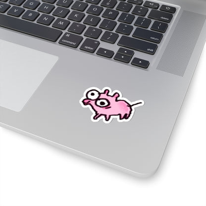 Cute Pink Doodle Pig Sticker "I Am Ugly"— Kiss-Cut Vinyl Sticker for Laptops & Water Bottles