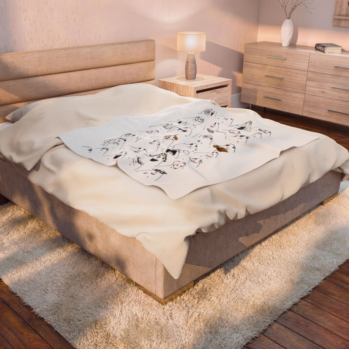 Cute Hamster Faces Velveteen Plush Blanket — Cozy Animal Print Throw for Kids & Animal Lovers
