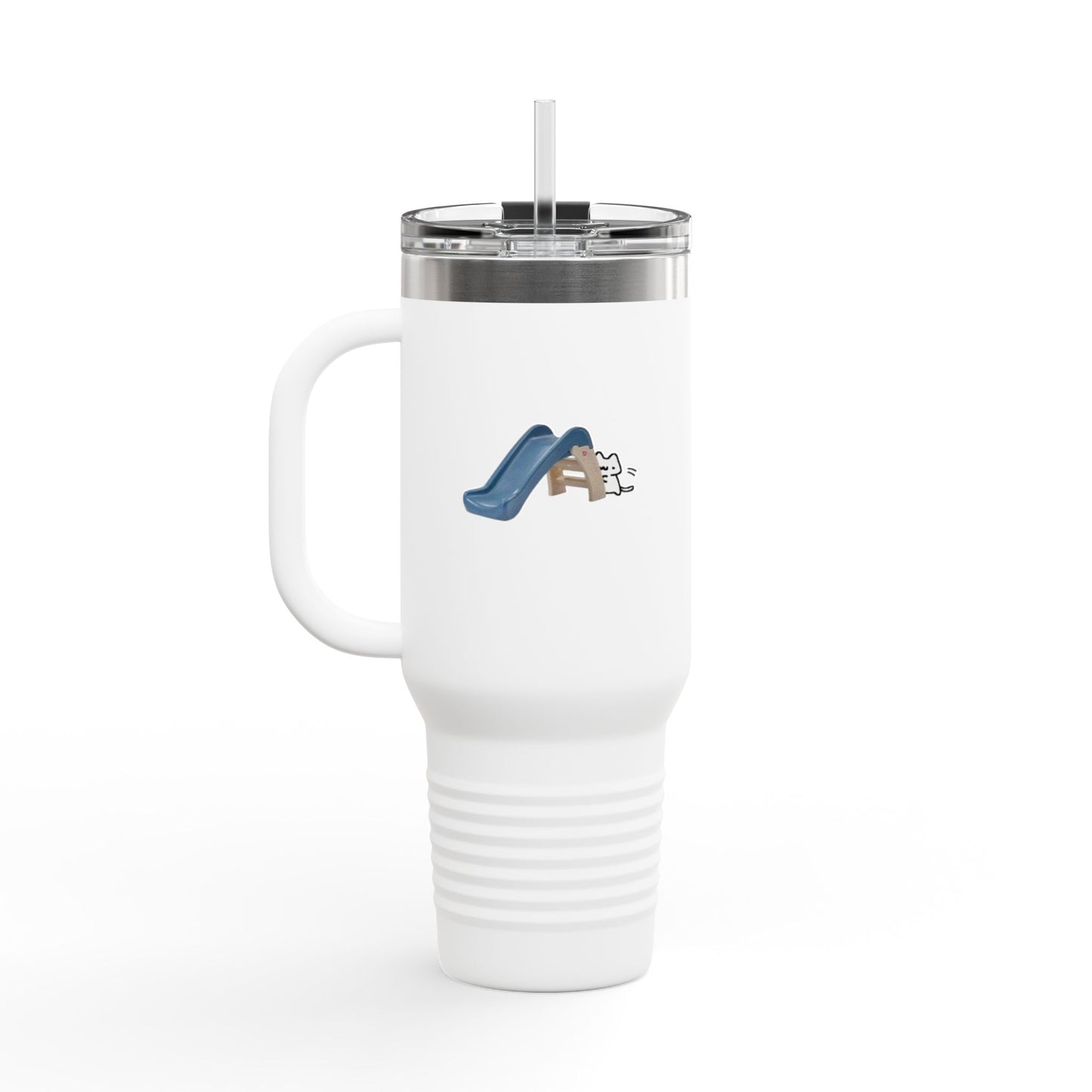 40oz Insulated Travel Mug — Cute Slide & Dog Cartoon Stainless Tumbler