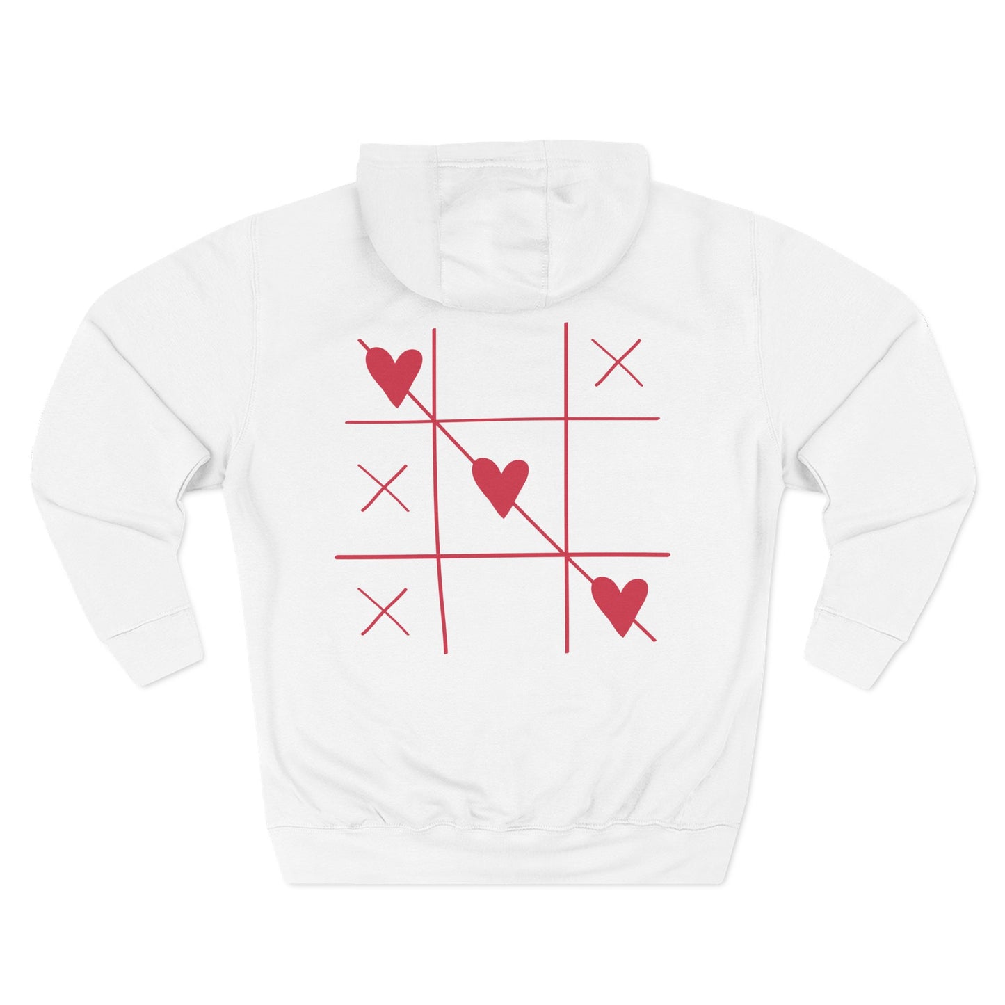 Love Text Hoodie — 'Love you. tnx.' Minimal Chest Text & Tic-Tac-Toe Heart Back