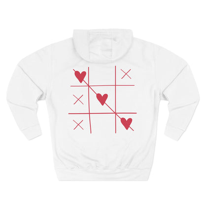 Love Text Hoodie — 'Love you. tnx.' Minimal Chest Text & Tic-Tac-Toe Heart Back