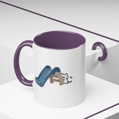 Cute Slide Cat Accent Coffee Mug — Cute Cat Coffee Cup (11/15oz)