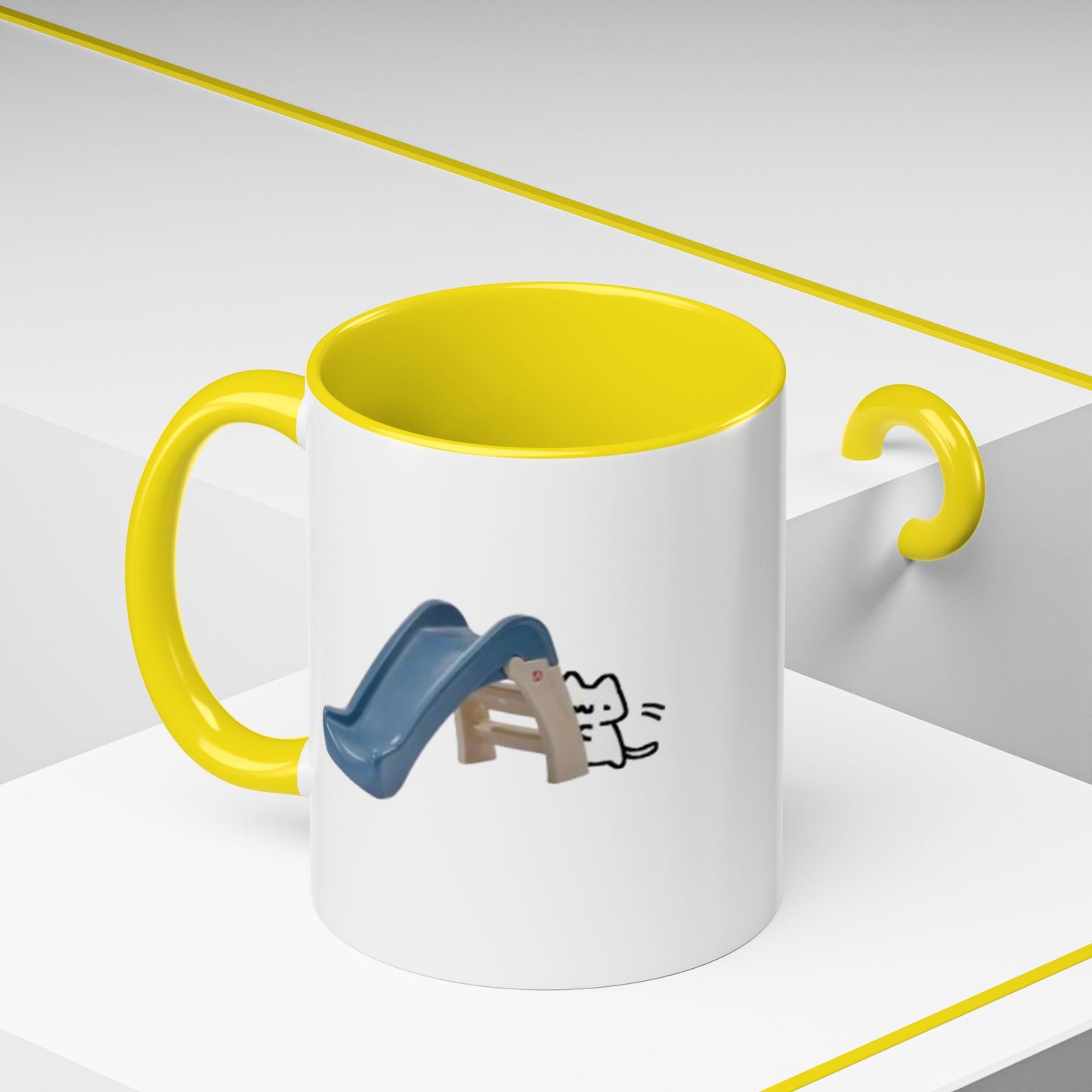 Cute Slide Cat Accent Coffee Mug — Cute Cat Coffee Cup (11/15oz)