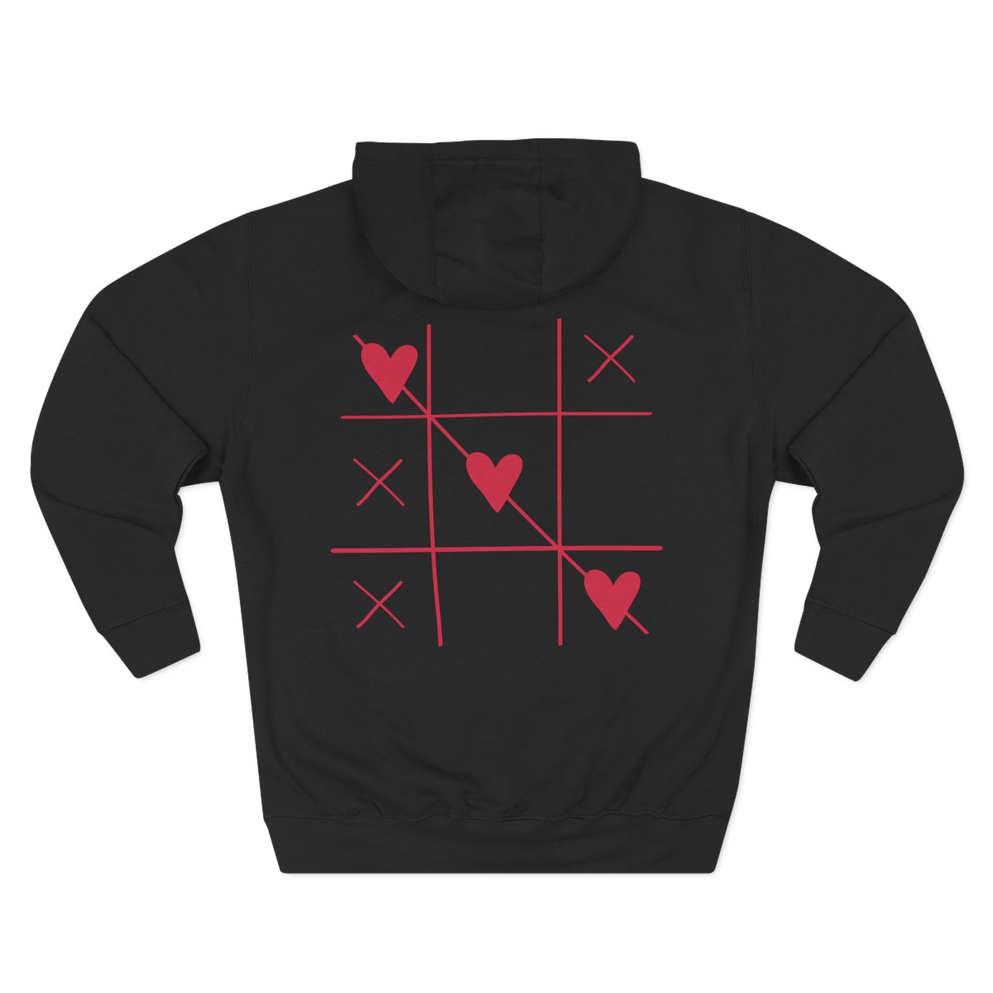 Love Text Hoodie — 'Love you. tnx.' Minimal Chest Text & Tic-Tac-Toe Heart Back
