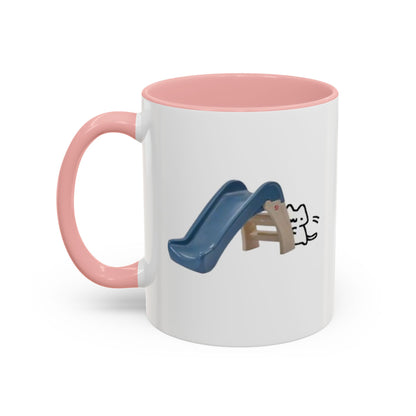Cute Slide Cat Accent Coffee Mug — Cute Cat Coffee Cup (11/15oz)