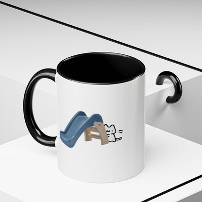 Cute Slide Cat Accent Coffee Mug — Cute Cat Coffee Cup (11/15oz)