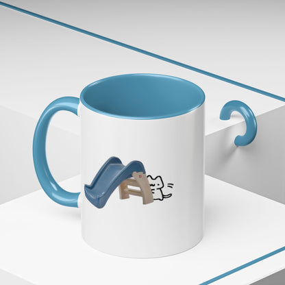 Cute Slide Cat Accent Coffee Mug — Cute Cat Coffee Cup (11/15oz)