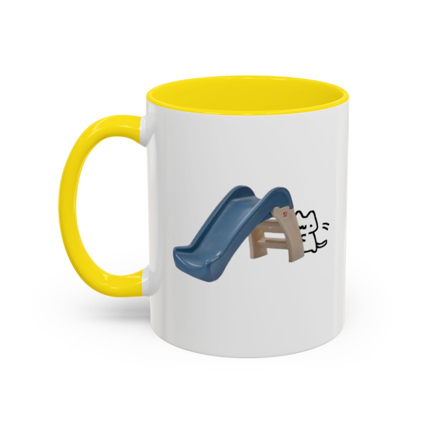 Cute Slide Cat Accent Coffee Mug — Cute Cat Coffee Cup (11/15oz)