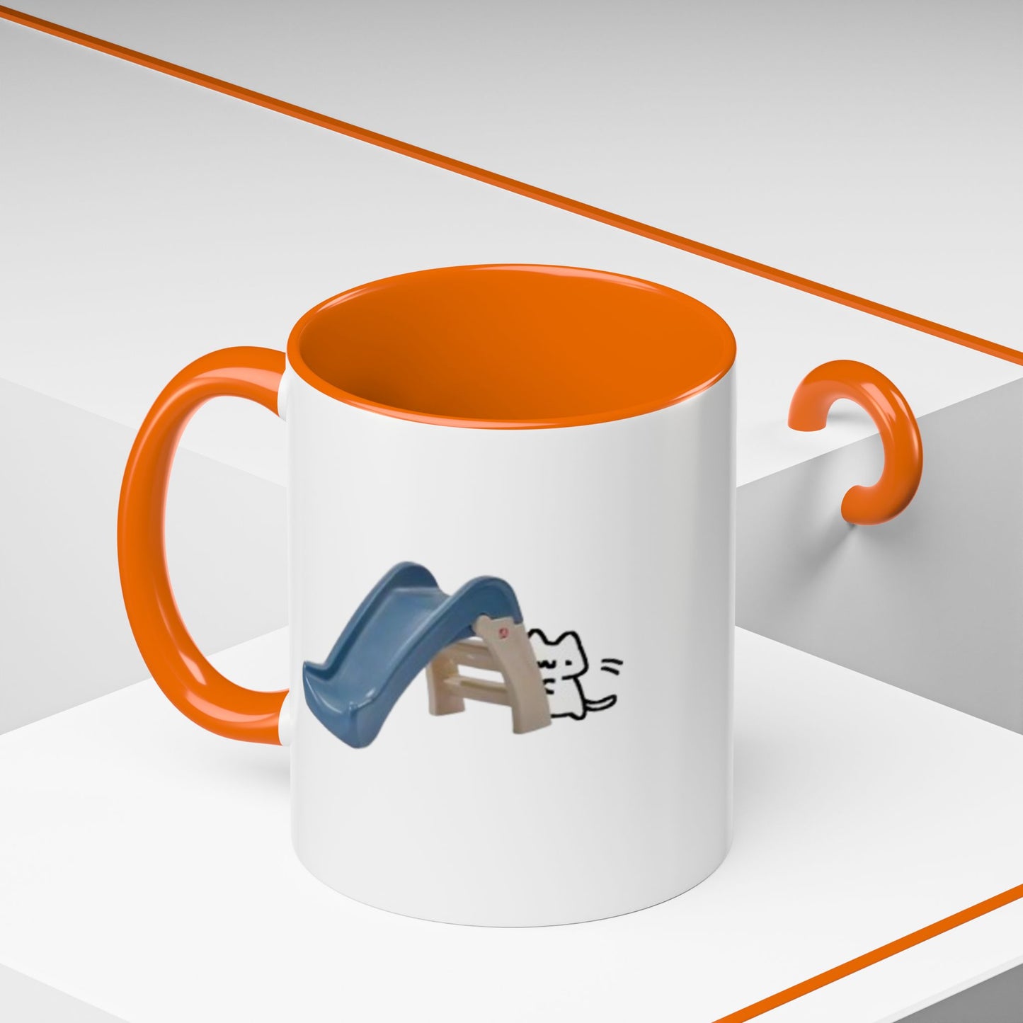Cute Slide Cat Accent Coffee Mug — Cute Cat Coffee Cup (11/15oz)