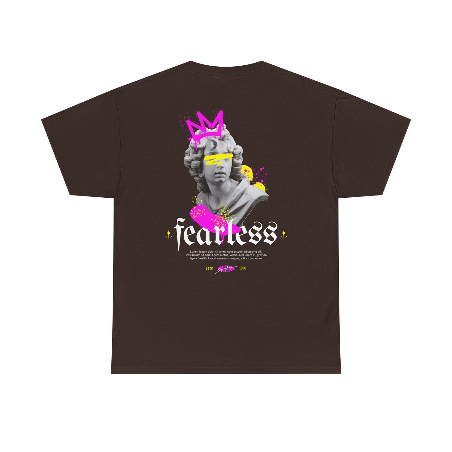 Fearless Statue Graphic Tee — Neon Streetwear T-Shirt