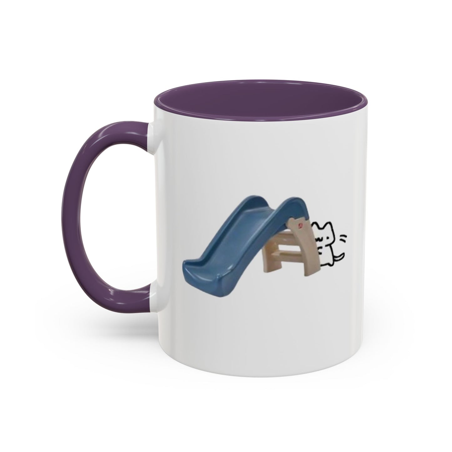 Cute Slide Cat Accent Coffee Mug — Cute Cat Coffee Cup (11/15oz)