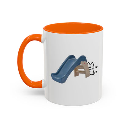 Cute Slide Cat Accent Coffee Mug — Cute Cat Coffee Cup (11/15oz)