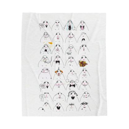 Cute Hamster Faces Velveteen Plush Blanket — Cozy Animal Print Throw for Kids & Animal Lovers