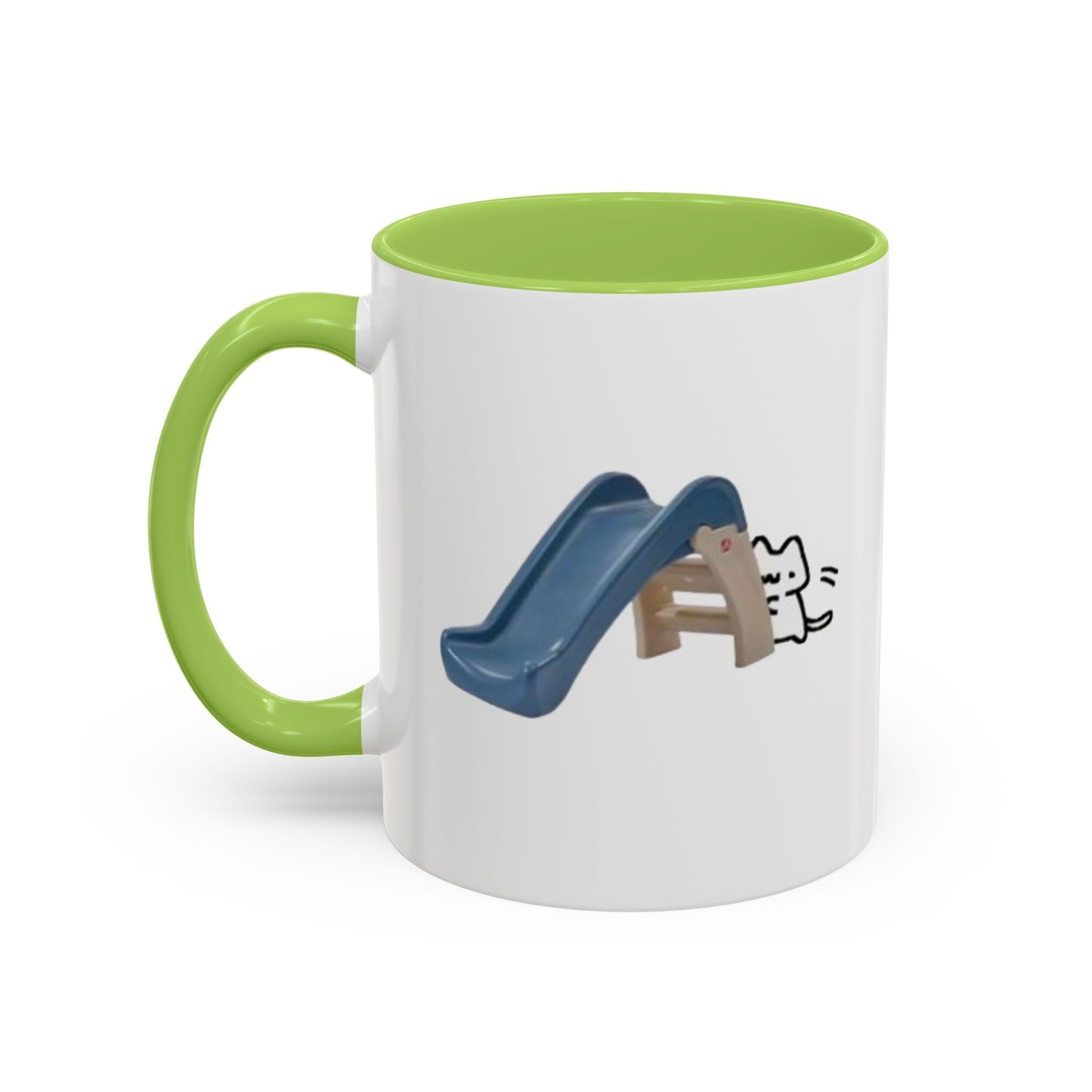 Cute Slide Cat Accent Coffee Mug — Cute Cat Coffee Cup (11/15oz)