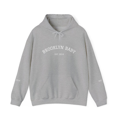 Brooklyn Baby Hoodie – Minimalist 'BROOKLYN BABY EST 2014' Pullover