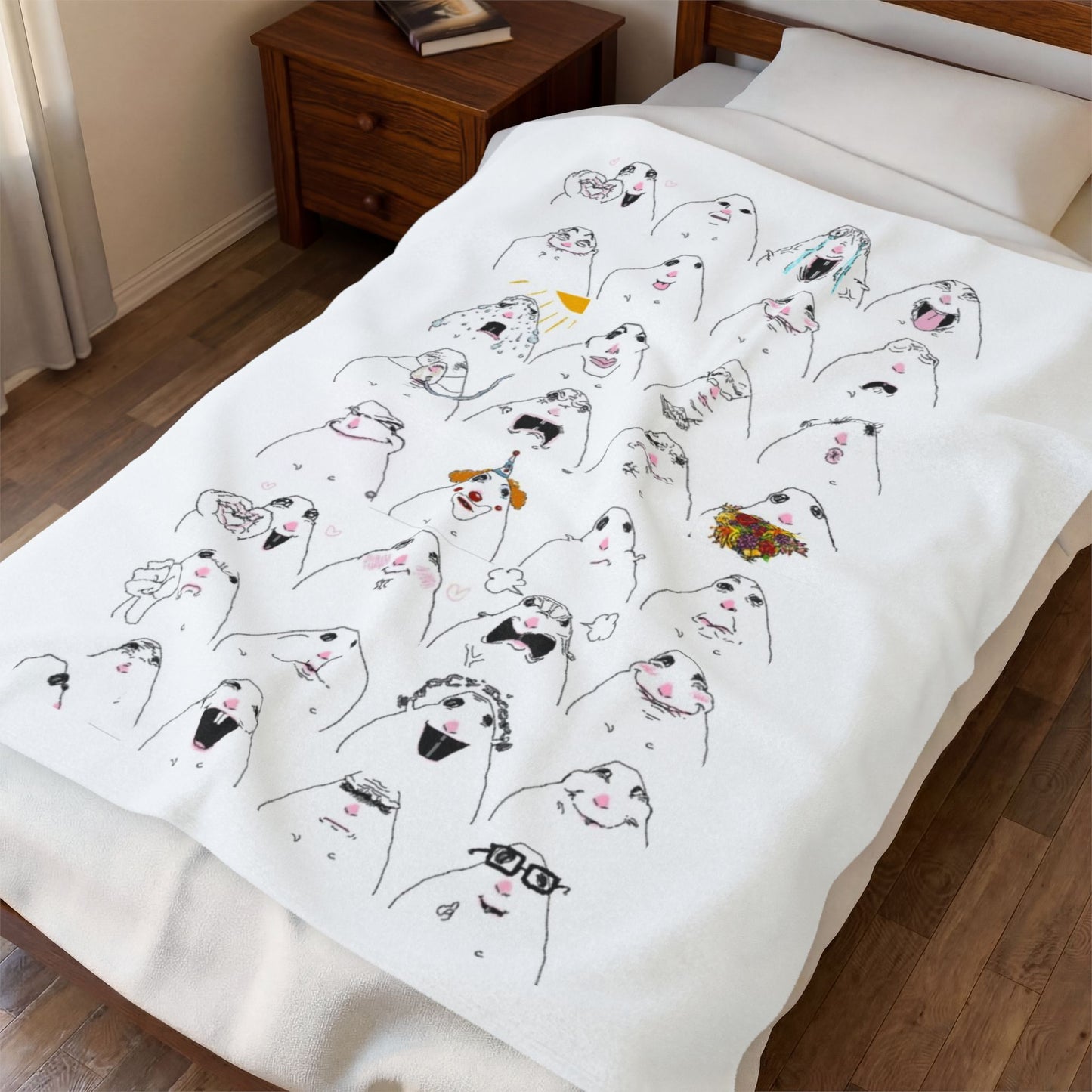 Cute Hamster Faces Velveteen Plush Blanket — Cozy Animal Print Throw for Kids & Animal Lovers