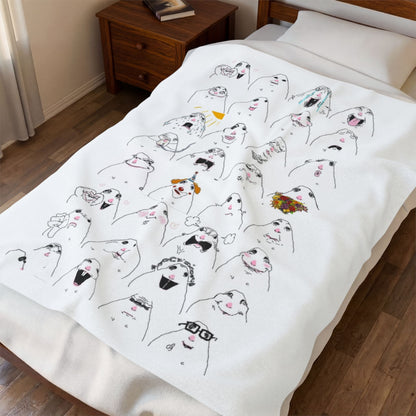 Cute Hamster Faces Velveteen Plush Blanket — Cozy Animal Print Throw for Kids & Animal Lovers
